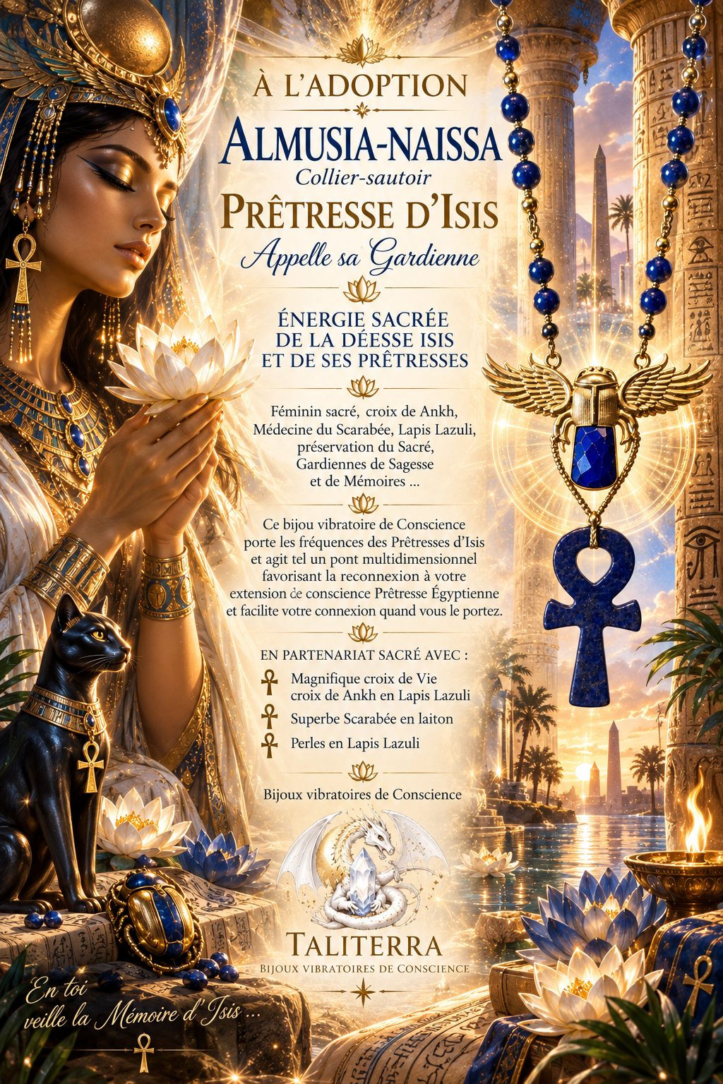 Collier-sautoir ALMUSIA-NAISSA énergie PRÊTRESSE D'ISIS